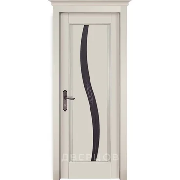 Межкомнатная дверь массив ольхи ОКА Соло эмаль слоновая кость остеклённая