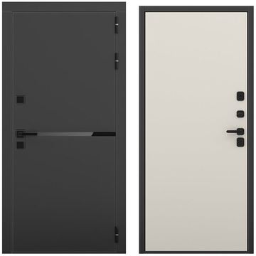 Входная дверь Горизонт чёрный кварц панель гладкая