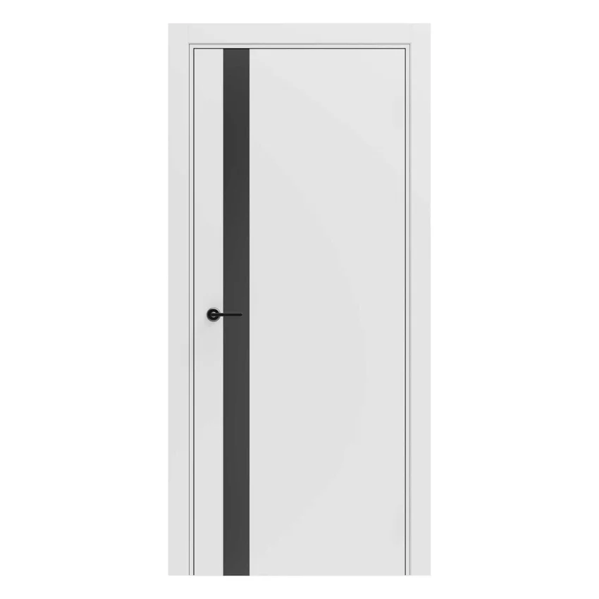 Межкомнатная дверь Porta-51 4AB белая Shellac White Al чёрная кромка со стеклом