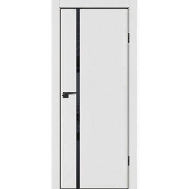 Межкомнатная белая дверь ПЭТ P-22 кромка ABS черная со стеклом