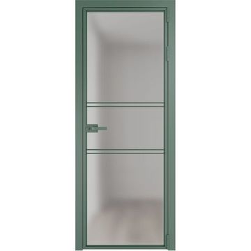 Алюминиевая межкомнатная дверь 2AX зелёный воск остеклённая