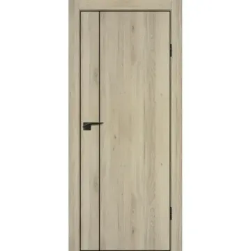Межкомнатная дверь P-21 дуб молочный кромка ABS черная молдинг