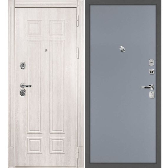 Входная дверь Гера 2 дуб филадельфия крем панель гладкая серая