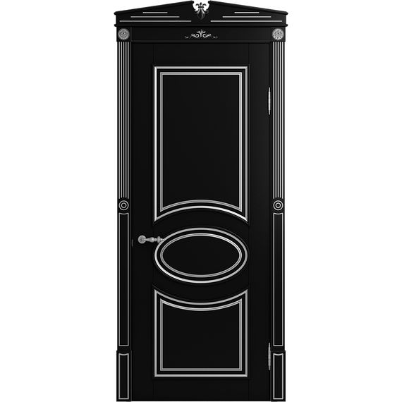 Межкомнатная дверь массив бука Viporte Лацио нуар патина серебро глухая