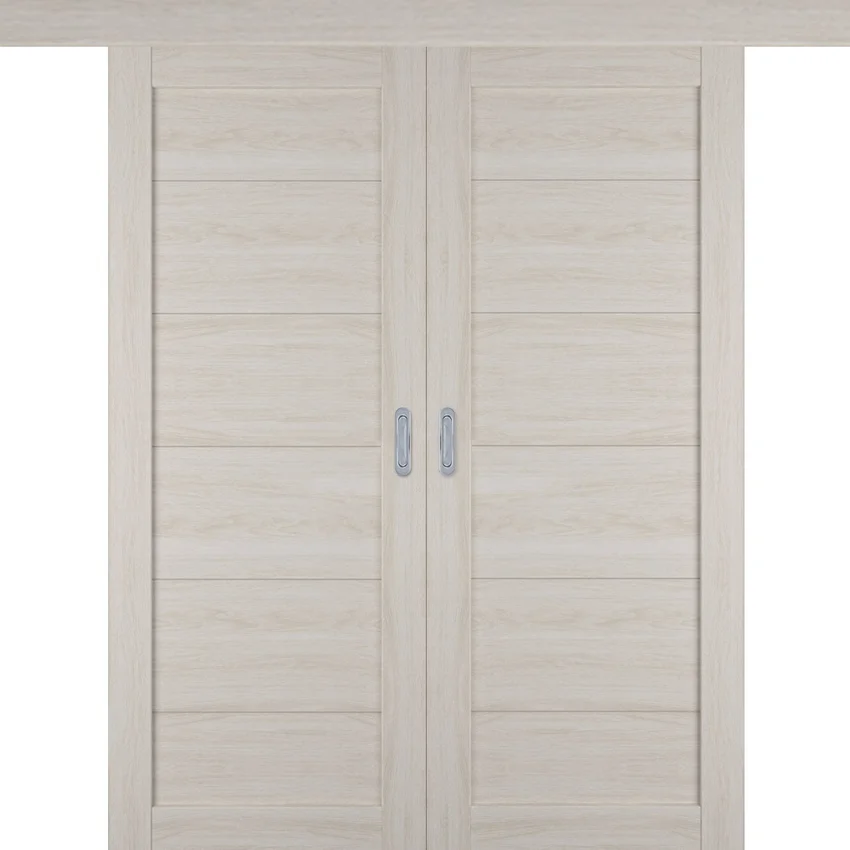 Фото обратной стороны двустворчатой двери купе 501.2 белёный дуб с зеркалом с одной стороны