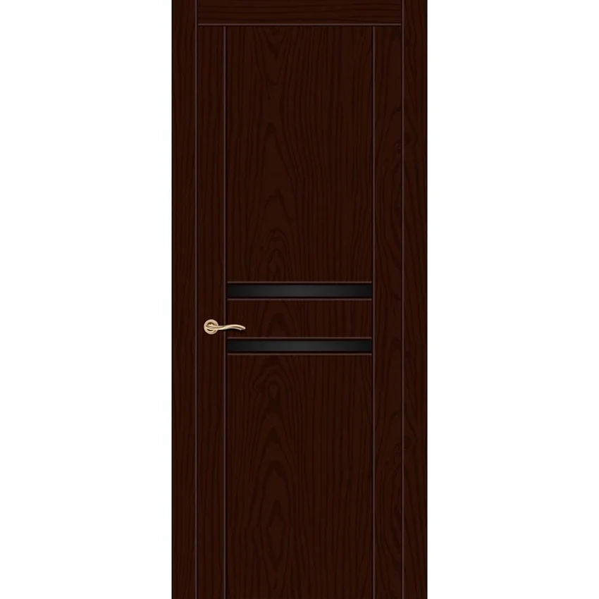Фото ульяновской двери Турин 2 ясень шоколад стекло триплекс цвет стекла чёрный