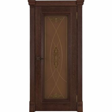 Межкомнатная дверь шпон Тоскана дуб бренди остекленная