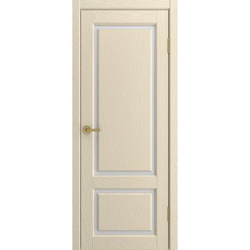 Межкомнатная дверь натуральный шпон Milyana Madrid-2 ясень крем остеклённая