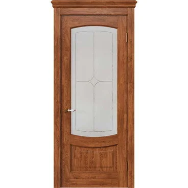 Межкомнатная дверь массив дуба Alvero Алина орех остеклённая