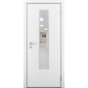 Влагостойкая дверь белая остеклённая модель 2