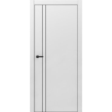 Межкомнатная дверь ПЭТ Silk-2 светло-серая кромка ABS чёрная молдинг