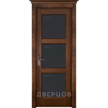 Межкомнатная дверь массив ольхи ОКА Турин античный орех остеклённая