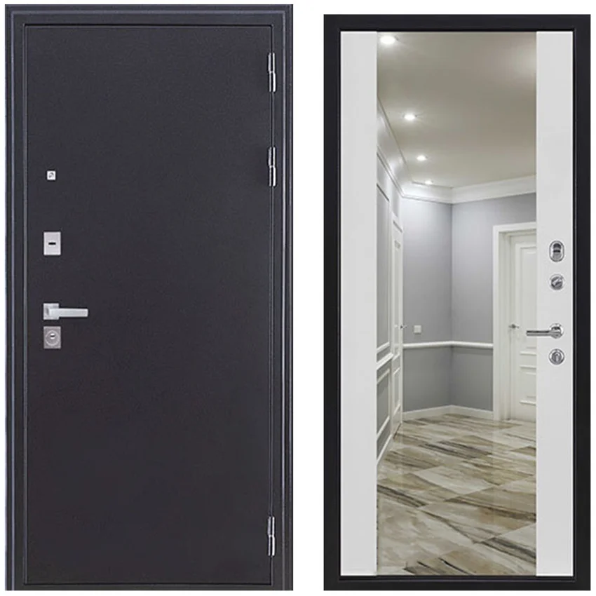 Входная дверь Колизей Плюс антик тёмное серебро панель зеркало INFINITY