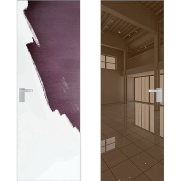 Скрытая дверь 0M снаружи под покраску внутри зеркало Bronze кромка AL