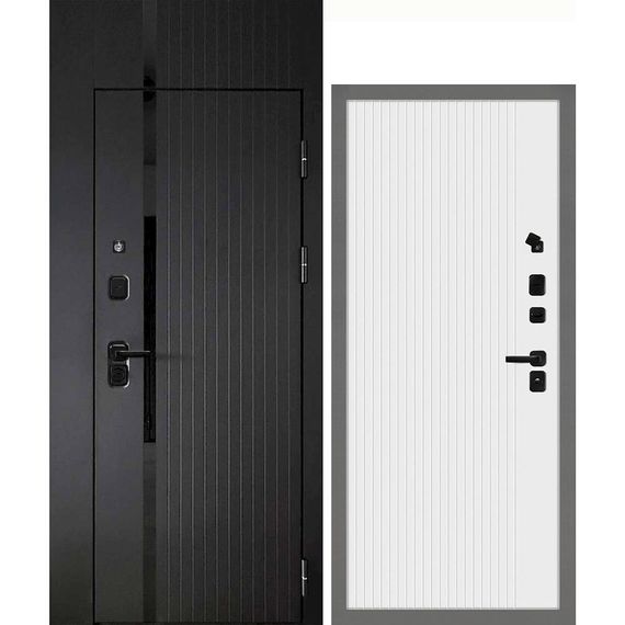 Входная дверь с фальшфрамугой Сити-1Ф панель фрезерованная PR-197 белая