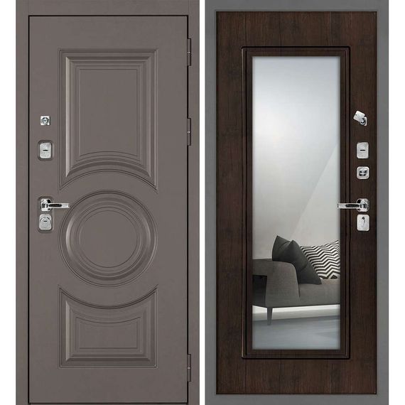 Входная дверь Плаза-177 панель тиковое дерево зеркало