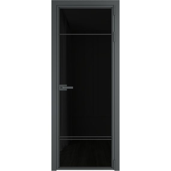 Алюминиевая межкомнатная дверь 4AХ серая ночь остеклённая