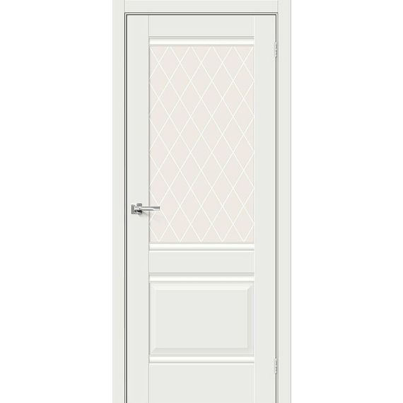 Фото межкомнатной двери эмалит Прима-3 white matt остеклённая