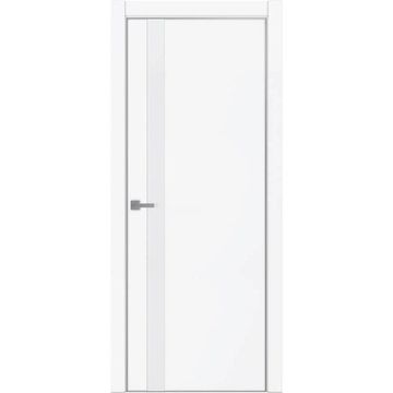 Межкомнатная дверь Tamburat 4104 аляска кромка алюминиевая матовая стекло белое