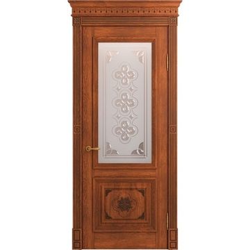 Межкомнатная дверь массив дуба Viporte Монако коньяк патина шоколад остеклённая