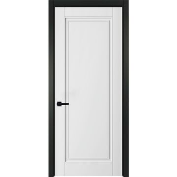 Межкомнатная белая дверь Классика 1 с чёрным наличником
