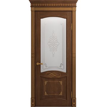 Межкомнатная дверь массив дуба Viporte Венеция Декор кофе патина золото остеклённая