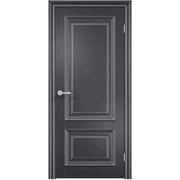 Межкомнатная дверь эмаль Дверцов Больцано 2 RAL 9004 патина серебро глухая