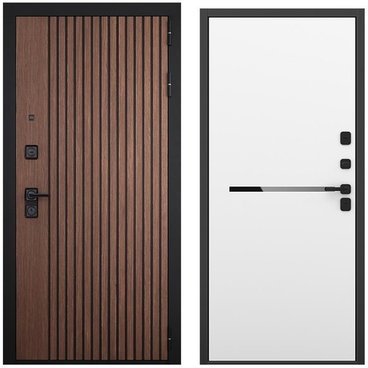 Входная дверь Шторм американский орех чёрный кварц панель горизонт