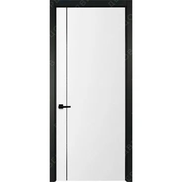 Межкомнатная белая дверь Лайн 4 с чёрным наличником