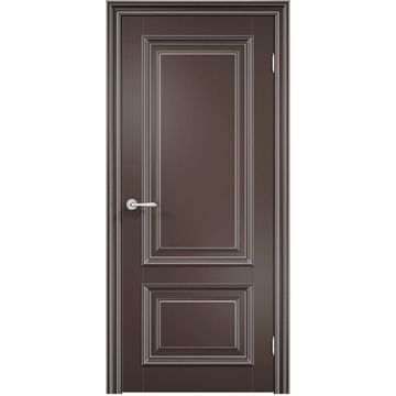 Межкомнатная дверь эмаль Дверцов Больцано 2 цвет коричневый RAL 8014 патина серебро глухая