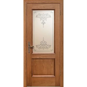 Межкомнатная дверь шпон Эллада дуб натуральный остеклённая