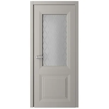 Межкомнатная дверь эмаль Стиль Богема серая остеклённая