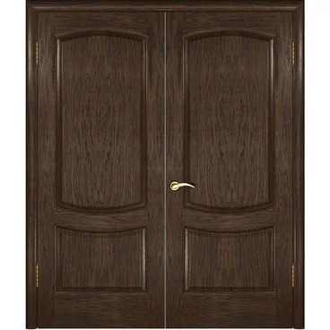 Межкомнатная дверь шпон Лаура 2 дуб морёный распашная двустворчатая без стекла