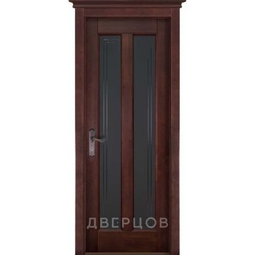 Межкомнатная дверь массив ольхи ОКА Сорренто махагон остеклённая