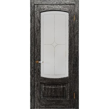 Межкомнатная дверь массив дуба Alvero Алина седая ночь остеклённая