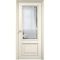 Межкомнатная дверь эмаль Дверцов Больцано 2 цвет белый RAL 9010 патина золото остеклённая