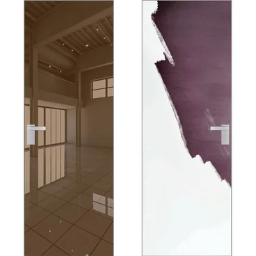 Скрытая дверь 1M кромка матовая снаружи зеркало Bronze внутри под покраску