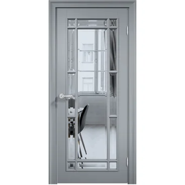 Межкомнатная дверь эмаль Дверцов Брессо 4 RAL 7047 стекло с решёткой ДО-13