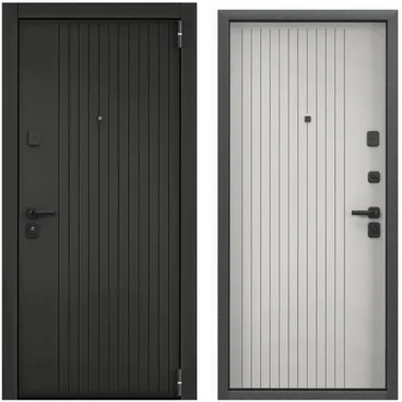 Входная дверь Super Omega PRO PP ПВХ чёрная шагрень OP-L1 ПВХ бьянко OP-L1