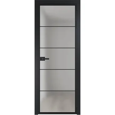 Алюминиевая межкомнатная дверь 5AX чёрная матовая RAL 9005 остеклённая
