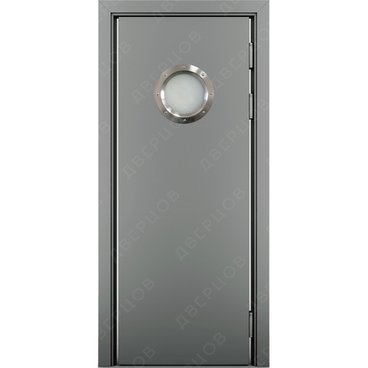 Маятниковая влагостойкая дверь Kapelli серый RAL 7040 с иллюминатором