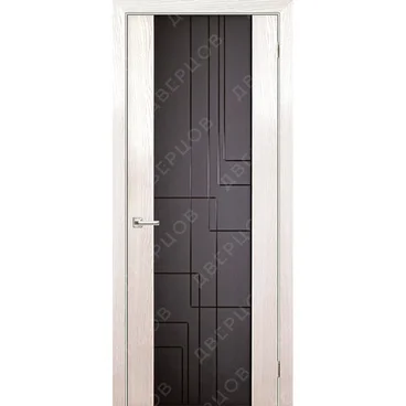 Межкомнатная дверь шпон Лабиринт ясень белый остеклённая