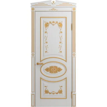 Дверь массив бука Лацио Ампир белая эмаль патина золото глухая