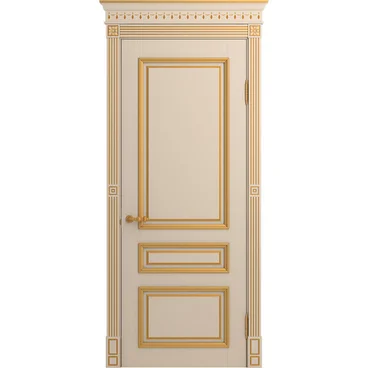 Межкомнатная дверь массив бука Viporte Рим ваниль патина золото глухая