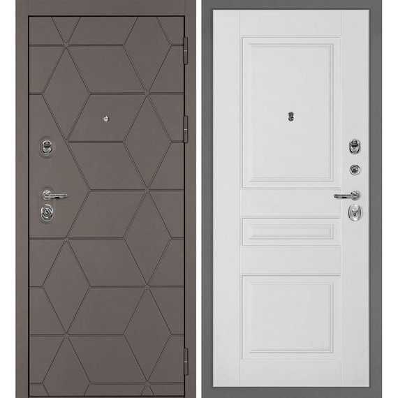 Входная дверь Тетра-181 панель фрезерованная PR-150 белая