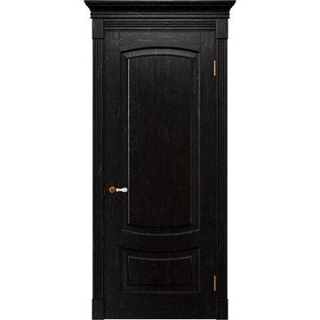 Межкомнатная дверь массив дуба Alvero Алина венге патина серебро глухая