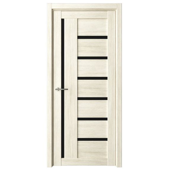 Фото двери Мадрид эко-шпон белый кипарис стекло чёрное