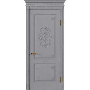 Межкомнатная дверь массив дуба Viporte Флоренция Декор серый жемчуг глухая