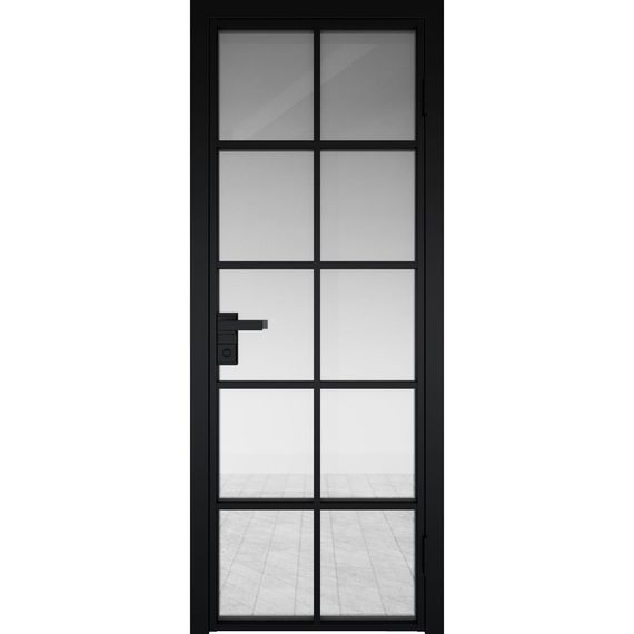 Межкомнатная алюминиевая дверь 4AG чёрная матовая RAL 9005 остеклённая