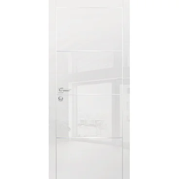 Межкомнатная дверь HGX-2 белый глянец с алюминиевой кромкой